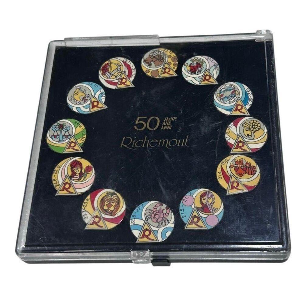 50 JAHRE ANS ANNI Richemont 12 Astrological Enamel Pins Collection With Case